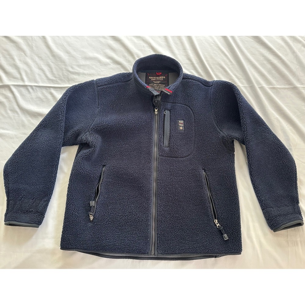 Abercrombie Fitch Men's Navy Blue Weatherproof Fleece Zip Up‎ Jacket Size Large